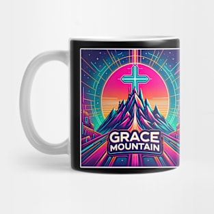 Neon Summit of Faith - Grace Mountain Retro Design Mug